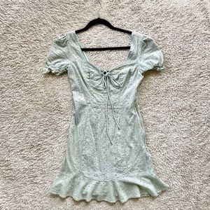 Lulu’s Sage Green Eyelet Lace Mini Dress S